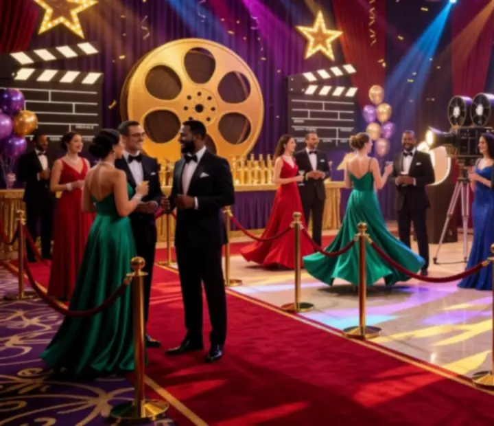 Wieczór tematyczny Hollywood Night z kolorową scenografią